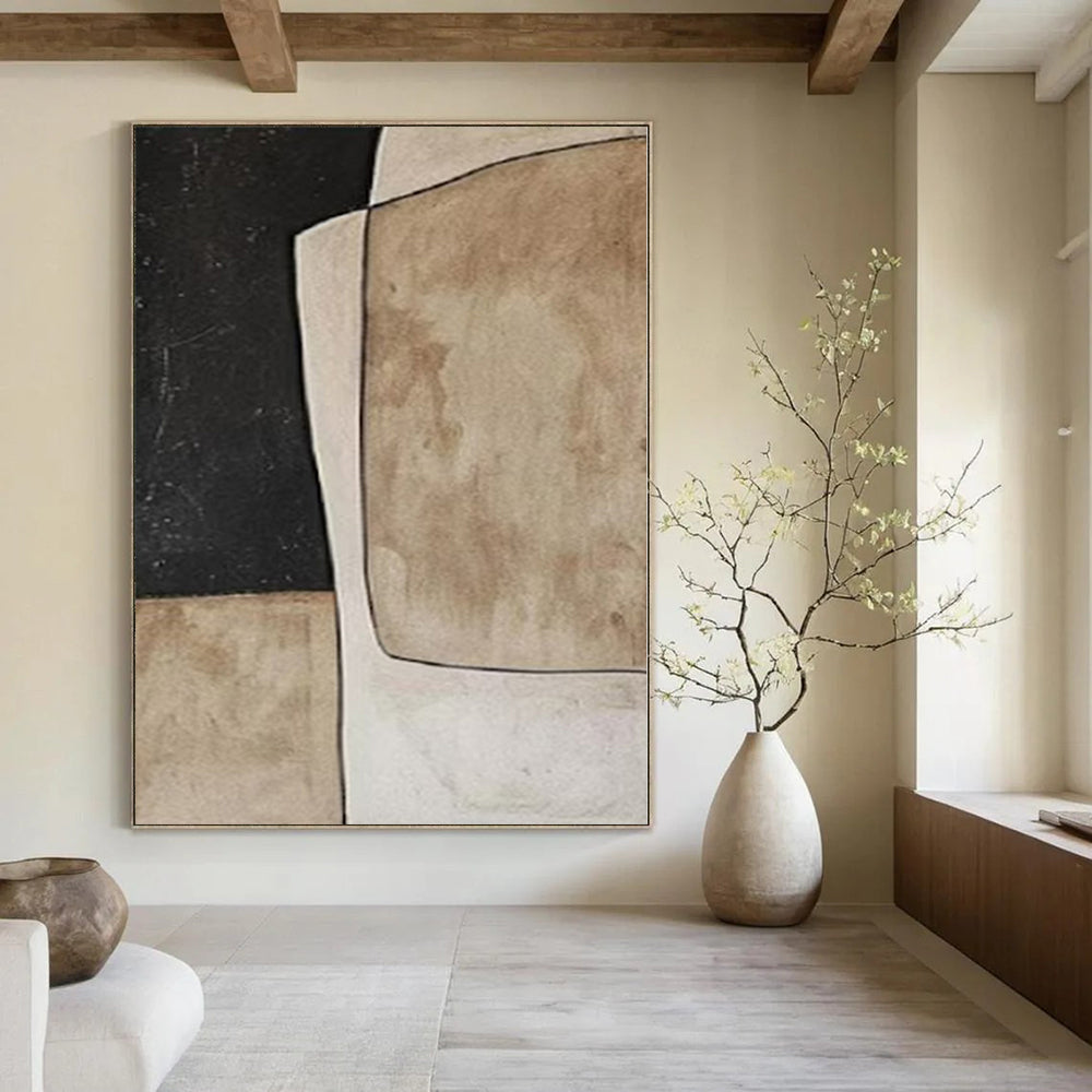 “Neutral Toned Geometric Collage” – Abstract Collage - Style Painting CT1109