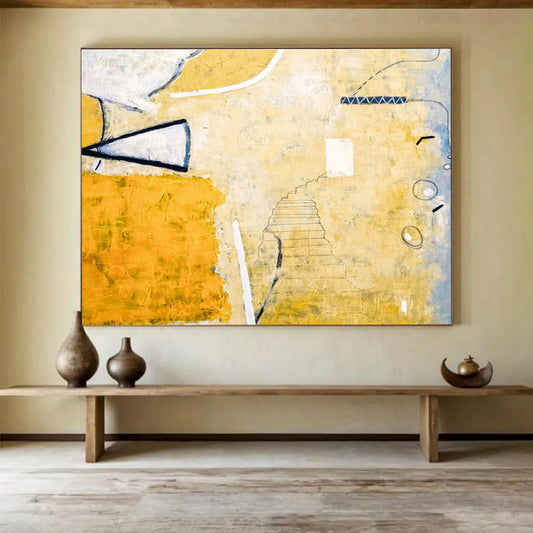 “Warm Tones Abstract Staircase” Abstract Oil Painting On Canvas DKH562
