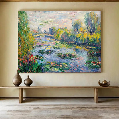 Monet - Inspired Water Lilies - Impressionist Landscape Painting On Canvas DLZ197
