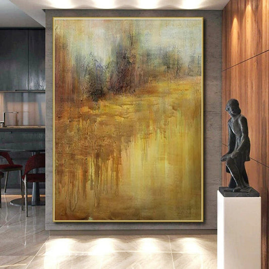 “Warm Earth Tones Landscape” ，Abstract Landscape Oil Painting CT0894