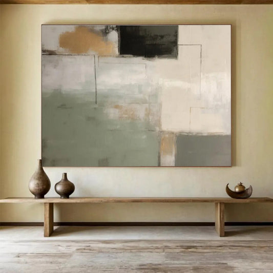 Geometric Neutral Abstract Painting On Canvas DKH328
