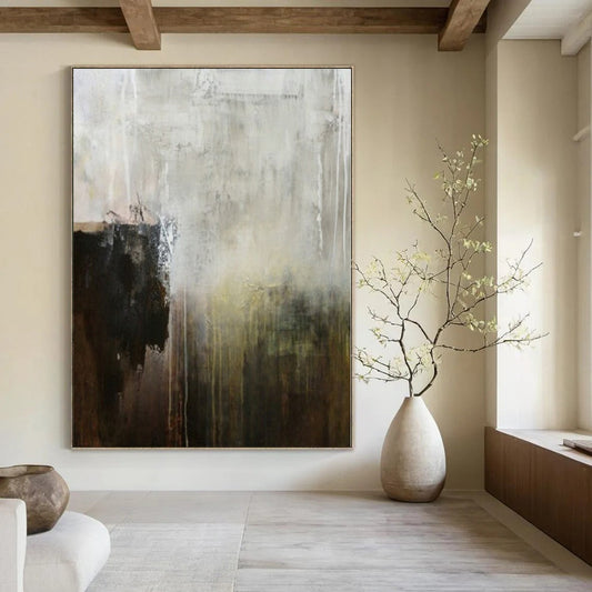 “Neutral Toned Abstract Drips” – Abstract Expressionist Painting CT1151