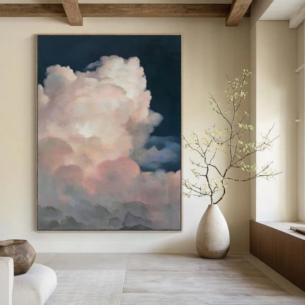 “Pink Clouds and Dark Sky” - Realistic - Style Cloud Oil Painting CT1975