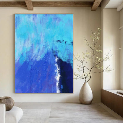 “Vibrant Blue Textured Abstract” - Abstract Painting On Canvas CT2334