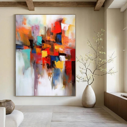 “Color - Blocked Abstract” ，Abstract Geometric Acrylic Art CT0925