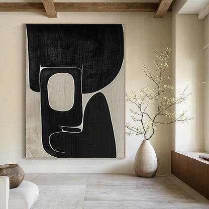 “Intricate Black - White Geometric Forms” – Abstract Geometric Painting CT1107