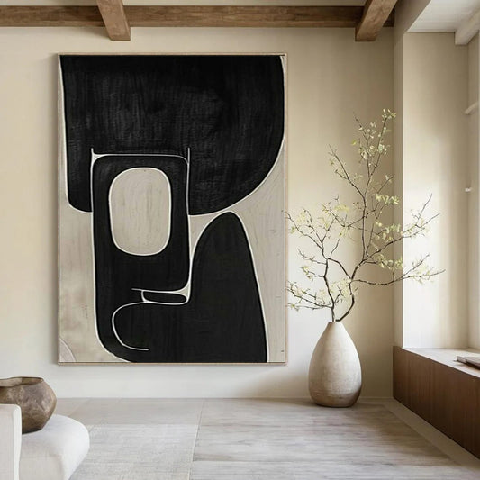 “Intricate Black - White Geometric Forms” – Abstract Geometric Painting CT1107
