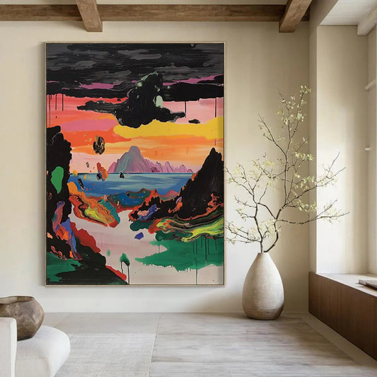 “Surreal Colorful Landscape” - Psychedelic - Inspired Abstract Painting On Canvas DTP107