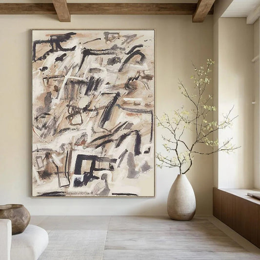 “Brown - Gray Abstract Chaos” - Abstract Expressionist Painting On Canvas DTP143