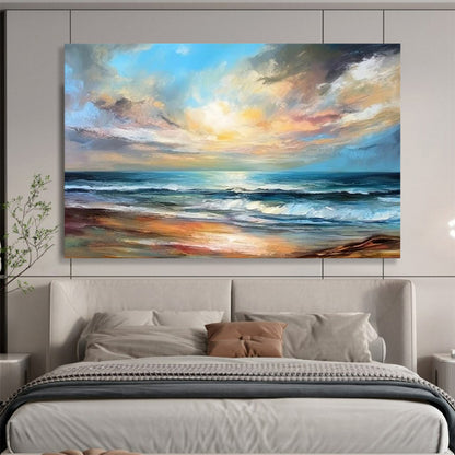 “Seaside Sunset Realism” - Blues, oranges, yellows; detailed, vibrant sunset over ocean waves CT1607