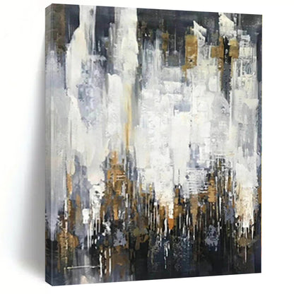 “Elegant Gray - Gold Drizzles” Abstract Acrylic Art CT0299
