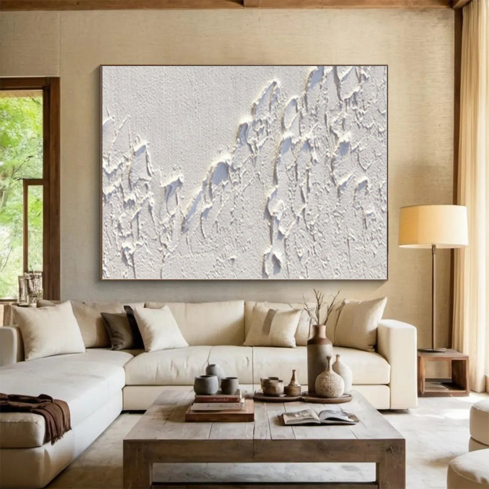 “Cracked White Texture”，Abstract Textural Acrylic Painting CT0522