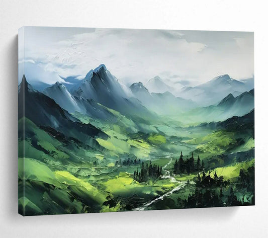 “Green Mountain Valley” – Impressionistic Landscape Oil Painting CT1770