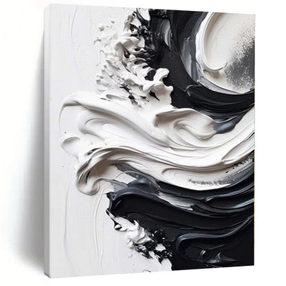 “Black - White Swirl Textures” Impasto Acrylic Art CT0241