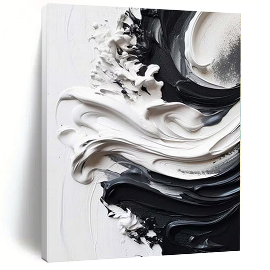 “Black - White Swirl Textures” Impasto Acrylic Art CT0241