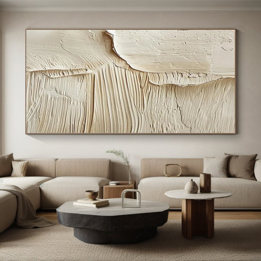 “Beige Textured Layers” - Abstract Acrylic with Smooth, Layered Beige CT0079