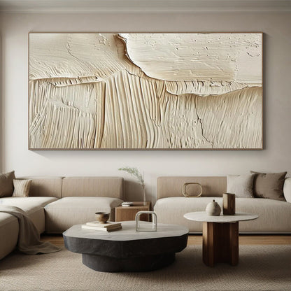 “Beige Textured Layers” - Abstract Acrylic with Smooth, Layered Beige CT0079