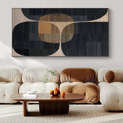 “Black - Brown - Beige Geometric” Acrylic Painting CT0162