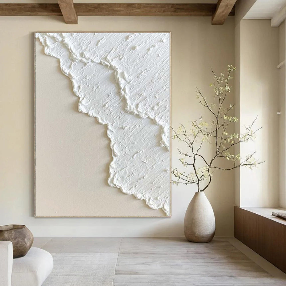 “White Textured Scallops” Plaster - Effect Acrylic Art CT0170