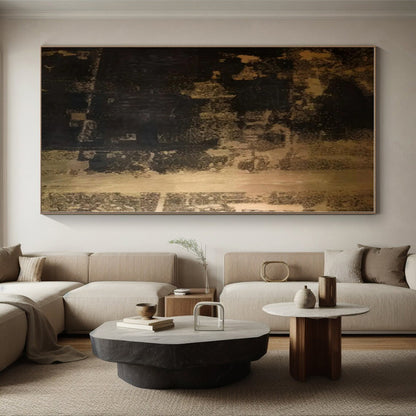 “Dark Textured Abstract Forms”，Abstract Textural Mixed - Media Art CT0529