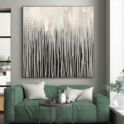 “Monochrome Dripping Forest” Abstract Acrylic Art CT0302