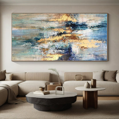 “Blue - Gold Abstract Fusion” - Abstract Expressionist Art CT0414