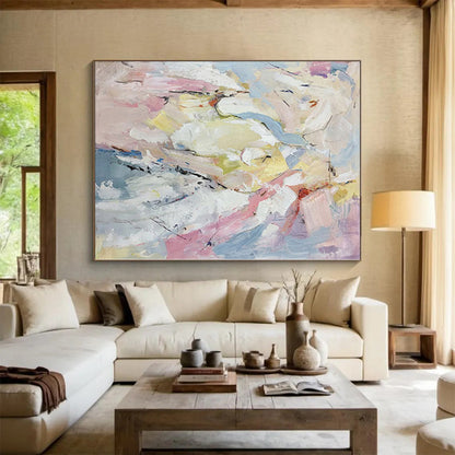 “Pastel Tones Abstract Fusion”，Soft - Hued Abstract Painting CT0364