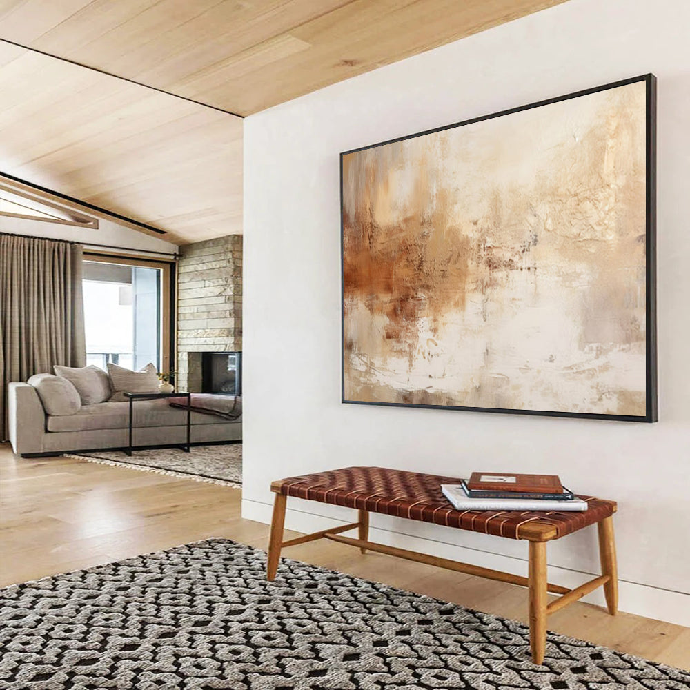 “Beige - Brown Textured Harmony” – Abstract Acrylic Painting CT1723