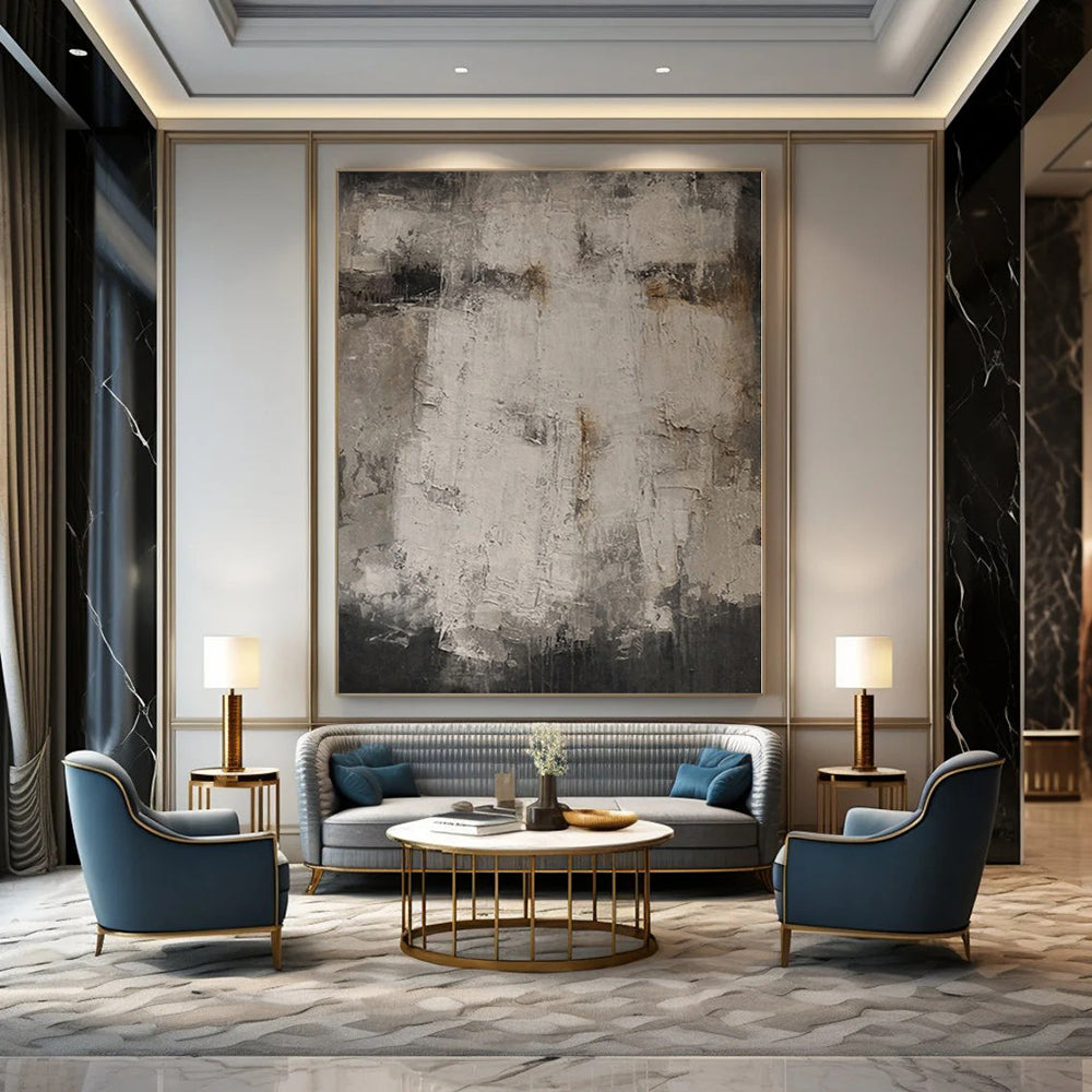 “Gray - Brown Textured History” Abstract Oil Painting CT0126