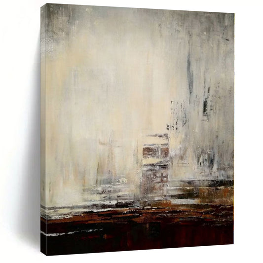 “Gray - Brown Abstract Cityscape” Impressionistic Acrylic Art CT0205