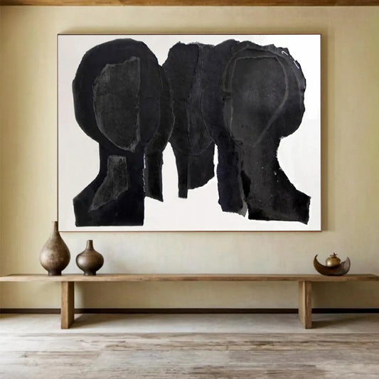 “Black Silhouette Collage” – Abstract Mixed - Media Collage CT1780