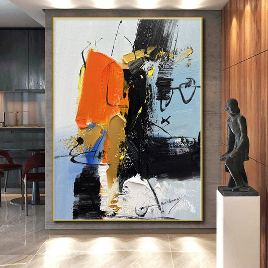 “Orange - Black Abstract Dynamism” - Abstract Expressionist Art CT0486
