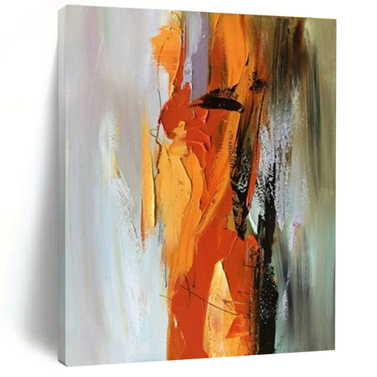 “Orange - Yellow - Grey Dynamic Impasto”，Abstract Expressionist Art CT0615