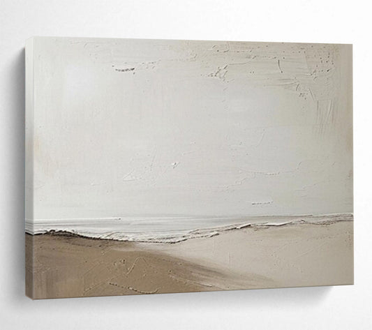Minimalist abstract landscape in white and brown CT1658