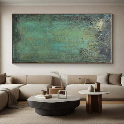 “Teal - Green Textured Patina”，Abstract Textured Art CT0631