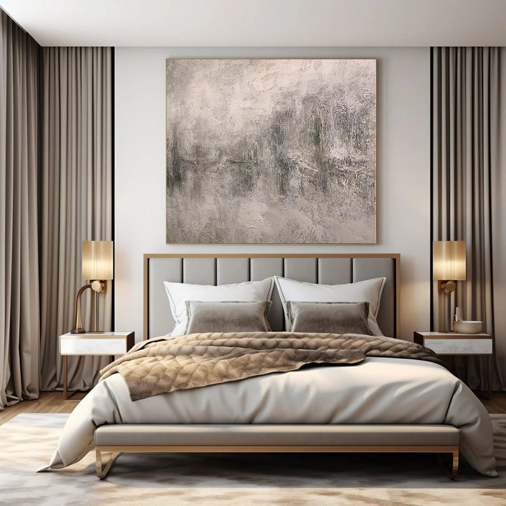 “Gray Textured Layers” - Abstract Work with Gray, White CT0110