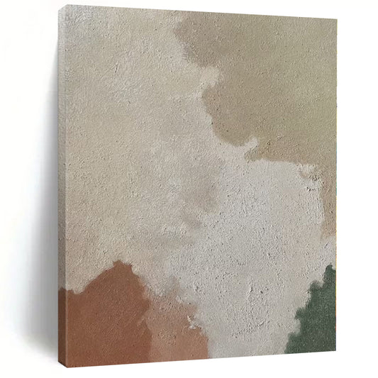 “Beige, Brown & Green Soft Patches” - Abstract Soft - Colored Painting CT0391