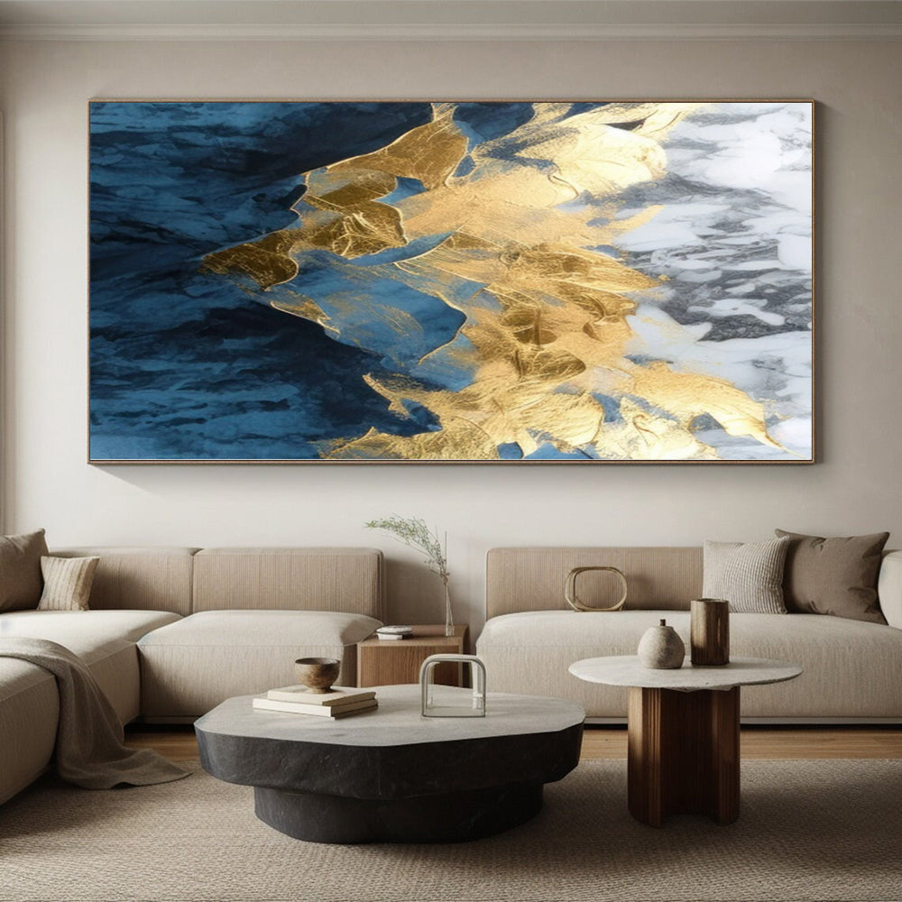 “Blue - Gold Marble Majesty” Abstract Acrylic Art CT0285