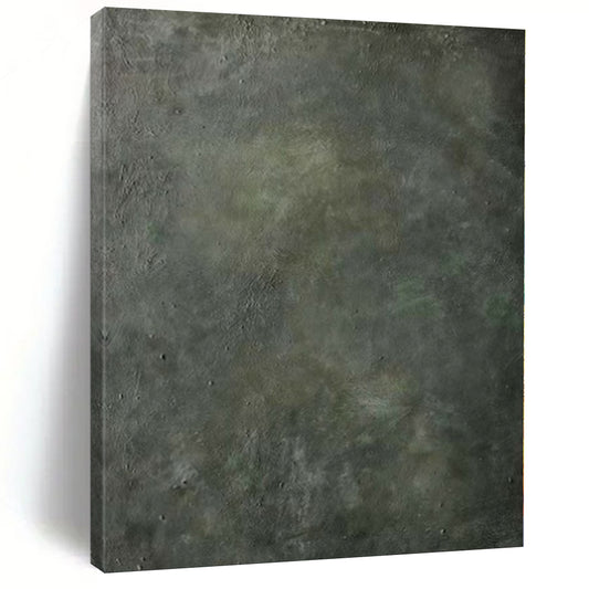 “Dark Green - Gray Textured Cave Depths” Mixed - Media Art CT0143