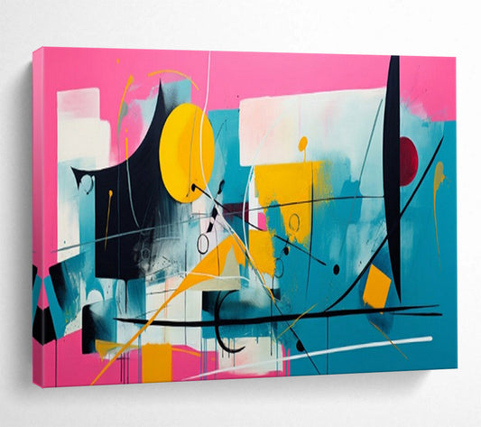 “Pink - Blue Colorful Abstraction” – Abstract Acrylic Painting CT1718