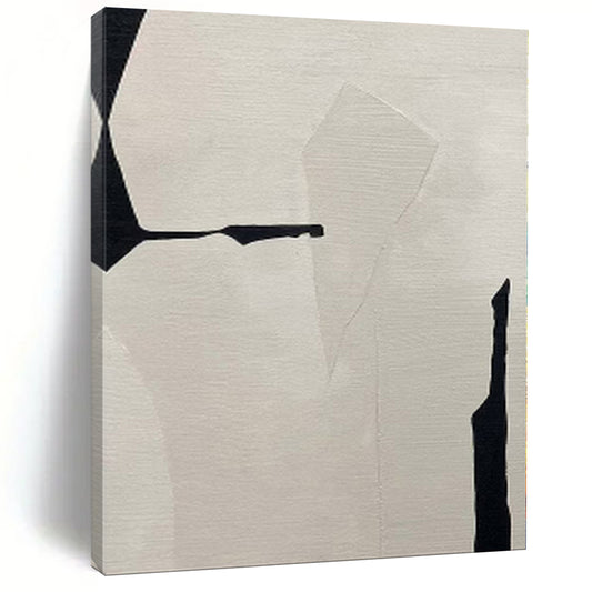 “Beige and Black Geometric Cuts” Collage - Style Acrylic Art CT0146