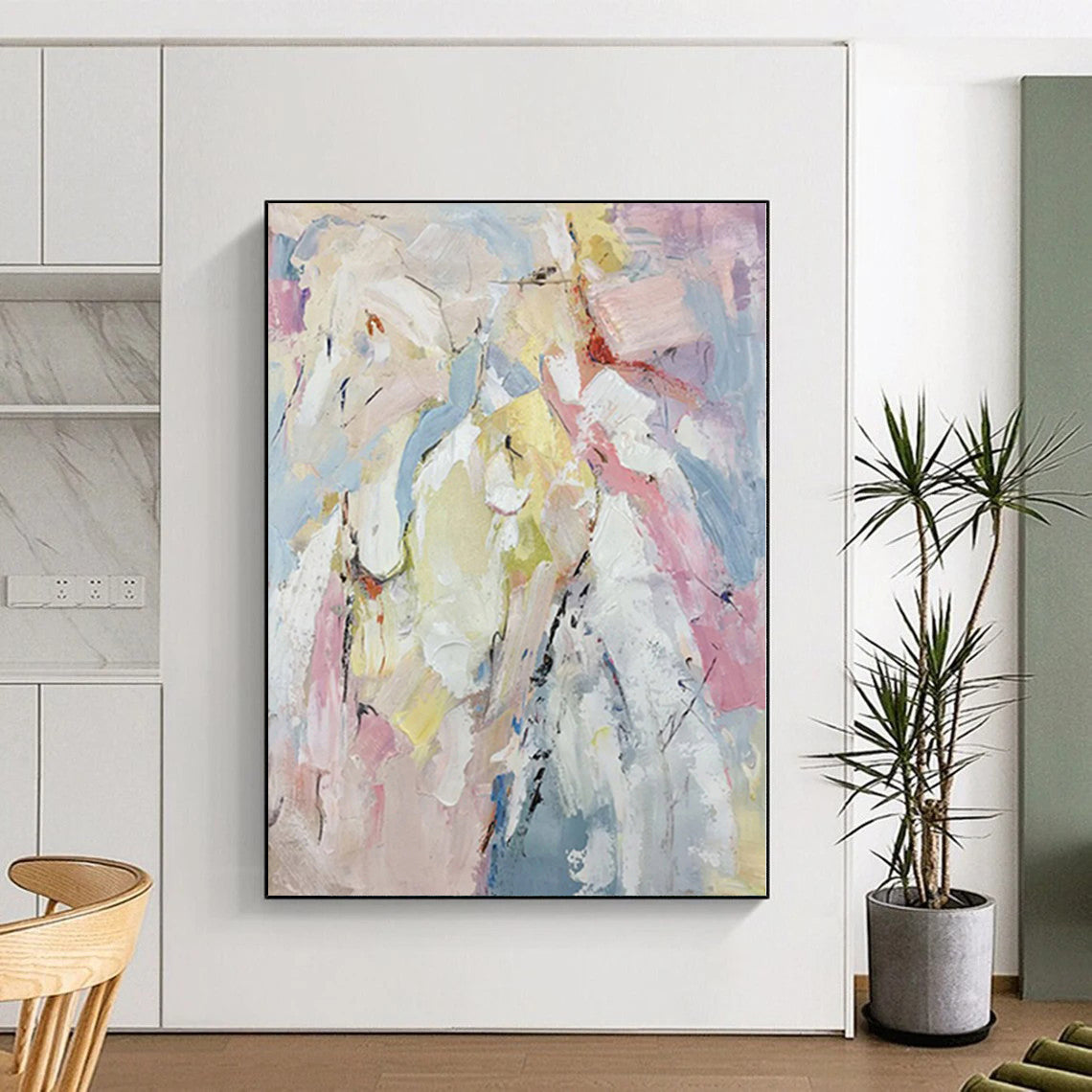 “Pastel Tones Abstract Fusion”，Soft - Hued Abstract Painting CT0364