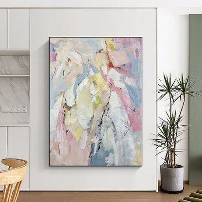 “Pastel Tones Abstract Fusion”，Soft - Hued Abstract Painting CT0364