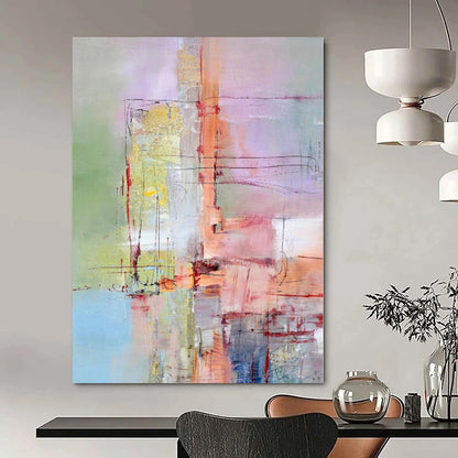 “Colorful Abstract Geometric Lines” Modernist Acrylic Art CT0211