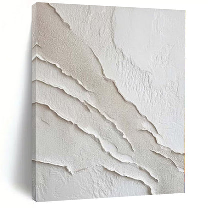 “White and Beige Textured Streaks” Plaster - Effect Acrylic Art CT0172