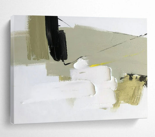 “Earthy Accents” - Black, white, beige, olive; layered blocks and thin lines CT1566
