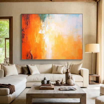 “Orange - Blue Abstract Sunrise” - Abstract Landscape Art CT0447