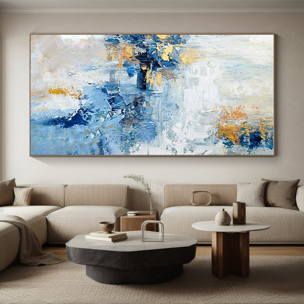 “Blue - Gold Abstract Composition”，Abstract Expressionist Art CT0643