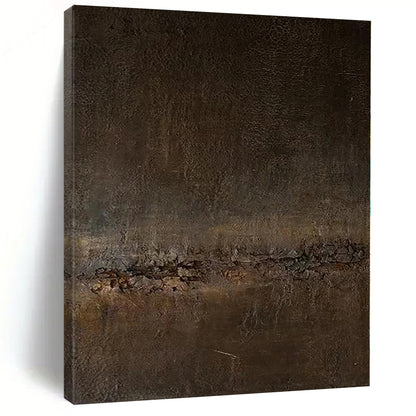 “Dark Brown Textured Abyss” Abstract Encaustic Art CT0119
