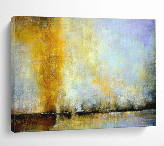 “Golden - Blue Misty Waterscape” - Gold, yellow, blue, purple; hazy sky - water blend CT1586